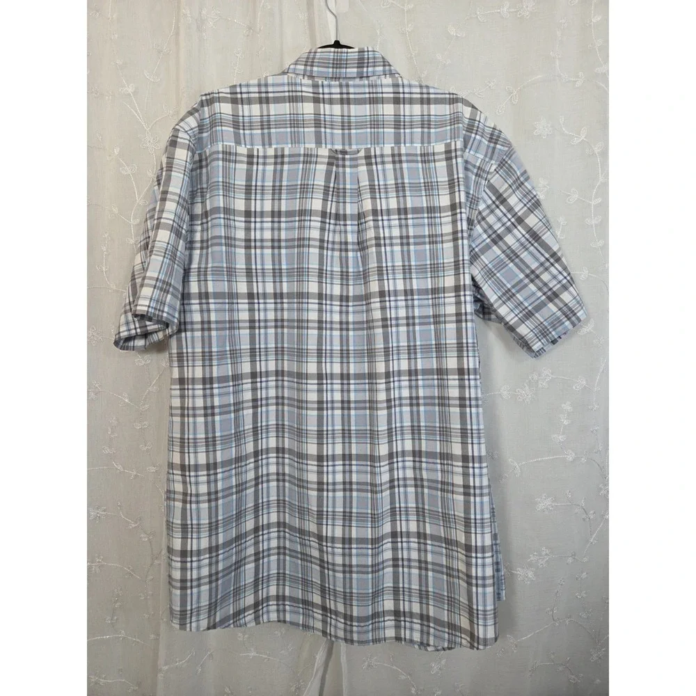 Architect Blue Gray Plaid Short Sleeve Button Shirt XLT - Picture 2 of 7